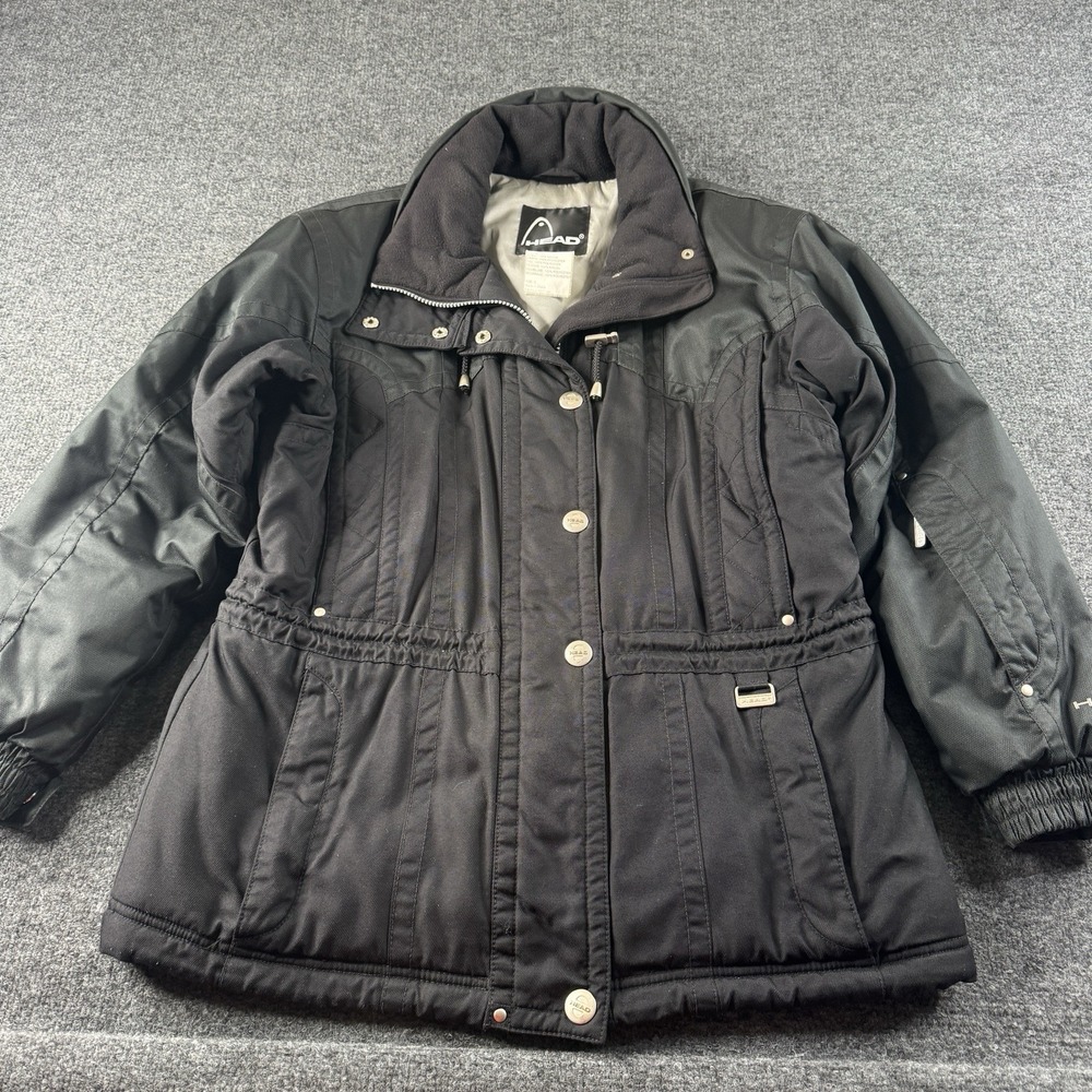 HEAD Snowboard Ski Jacket Women's Small Winter Coat Vintage Retro Black